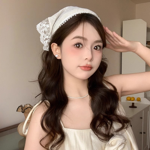 Băng đô liền khăn Turban chất Voan viền Ren Hàn Quốc style nàng thơ 12 Băng đô liền khăn Turban chất Voan viền Ren Hàn Quốc style nàng thơ màu kem ren