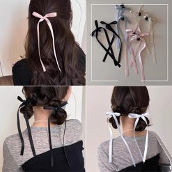 Kẹp tóc Nơ Ruy băng Satin rủ dài xinh xắn tiểu thư sang chảnh dài 30cm đủ màu